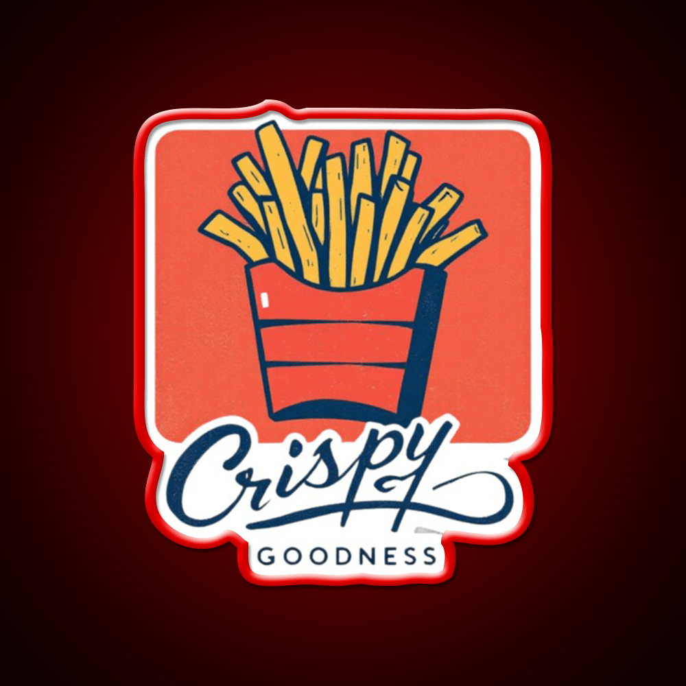 Crispy Goodness Fries Lover Led Neon Sign For Burger Place Wall Art Rgb Color - Shineneon