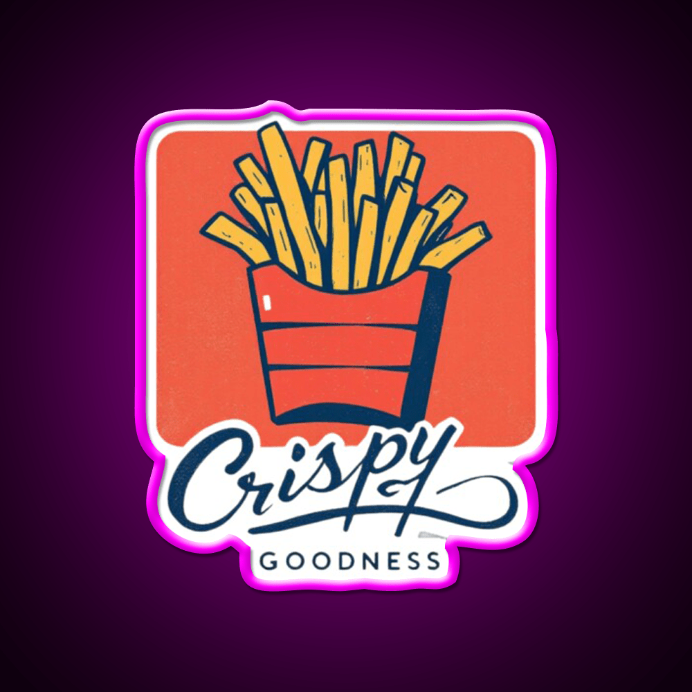 Crispy Goodness Fries Lover Led Neon Sign For Burger Place Wall Art Rgb Color - Shineneon