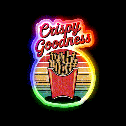 Crispy Goodness Fries Lover Led Neon Sign For Burger Place Wall Decor Rgb Color - LED neon sign close-up detail