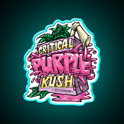 Critical Purple Kush Artwork Hemp Inspired Green Leaf Led Neon Sign Rgb Color - Size and dimension reference