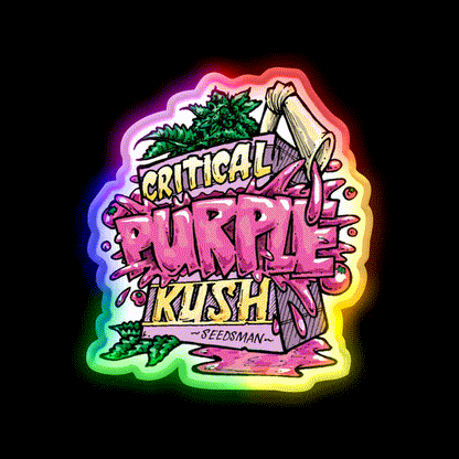 Critical Purple Kush Artwork Hemp Inspired Green Leaf Led Neon Sign Rgb Color - LED neon sign close-up detail