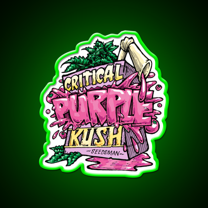 Critical Purple Kush Artwork Hemp Inspired Green Leaf Led Neon Sign Rgb Color - LED neon sign view 8