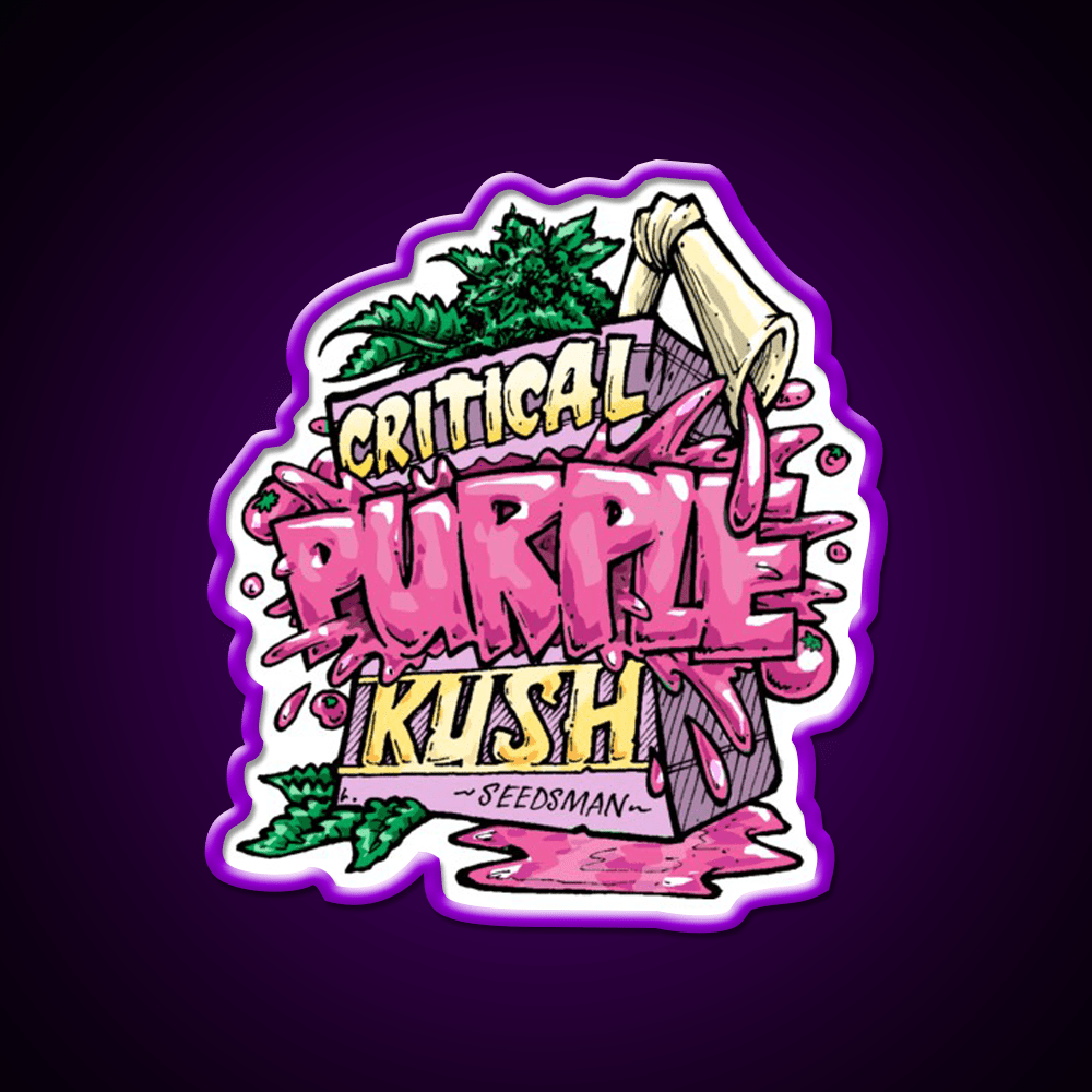 Critical Purple Kush Artwork Hemp Inspired Green Leaf Led Neon Sign Rgb Color - Shineneon