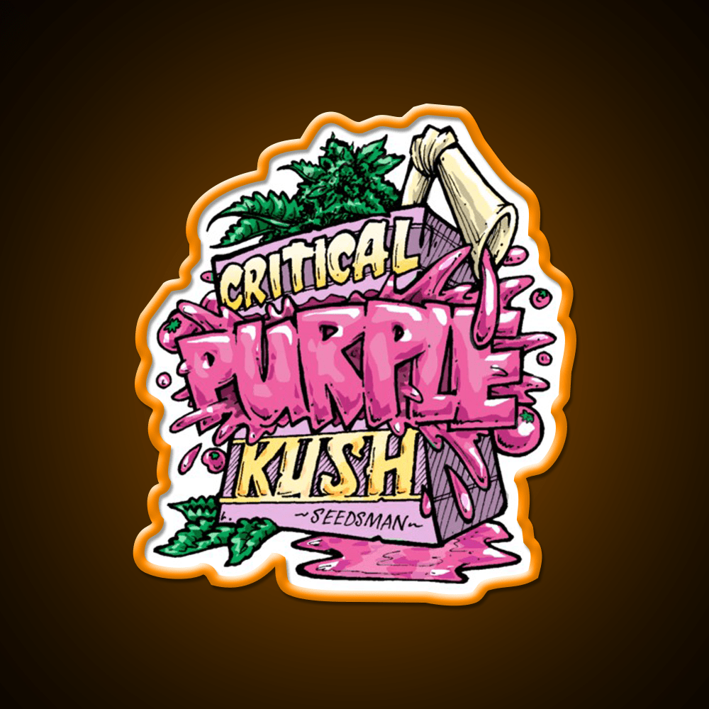 Critical Purple Kush Artwork Hemp Inspired Green Leaf Led Neon Sign Rgb Color - Shineneon