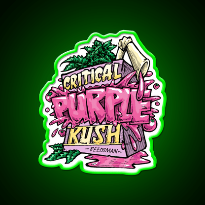 Critical Purple Kush Artwork Hemp Inspired Green Leaf Led Neon Sign Rgb Color - Shineneon