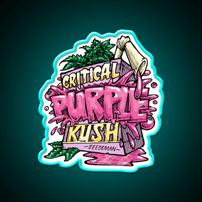 Critical Purple Kush Artwork Hemp Inspired Green Leaf Led Neon Sign Rgb Color - Shineneon