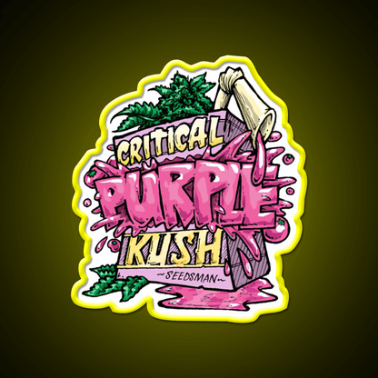 Critical Purple Kush Artwork Hemp Inspired Green Leaf Led Neon Sign Rgb Color - Shineneon