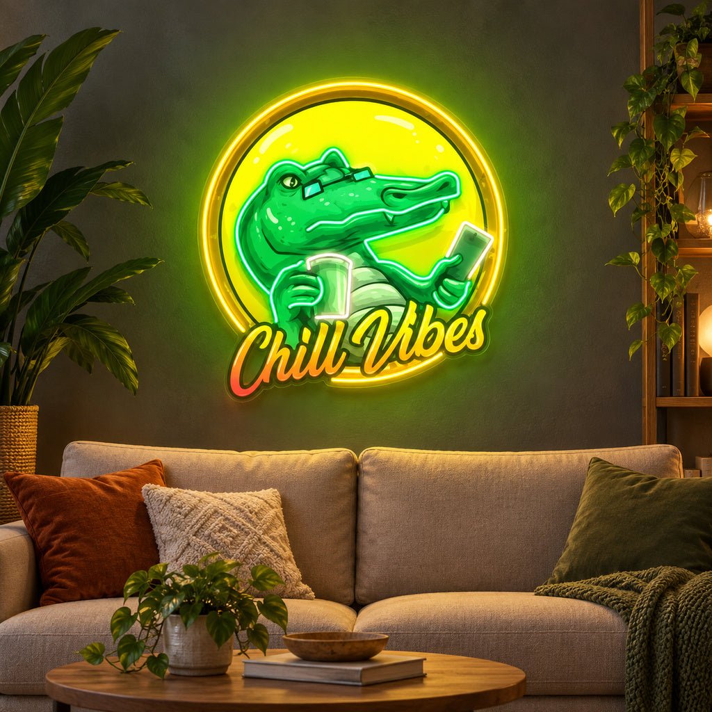 Crocodile Chill Vibes LED Neon Sign - Shineneon