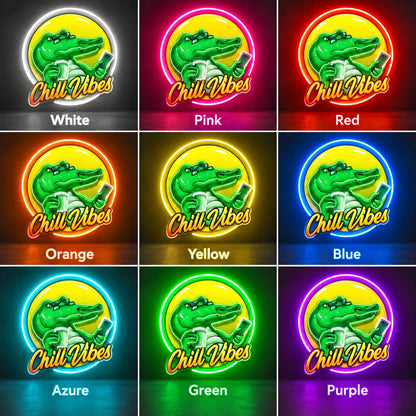 Crocodile Chill Vibes LED Neon Sign - Shineneon