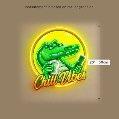 Crocodile Chill Vibes LED Neon Sign - Shineneon