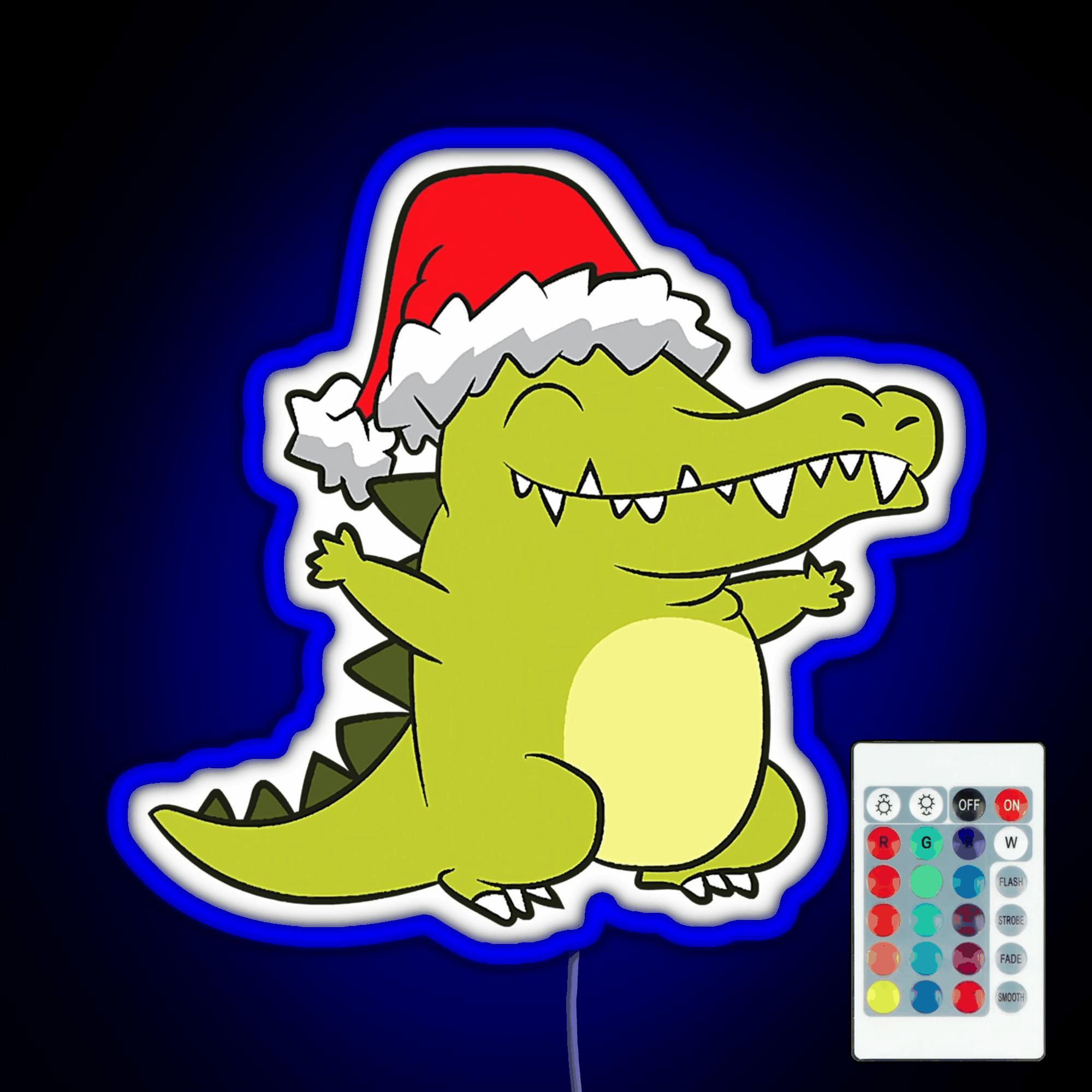 Crocodile With Santa Hat Crocodile Rgb Led Neon Sign Pop Wall Art
