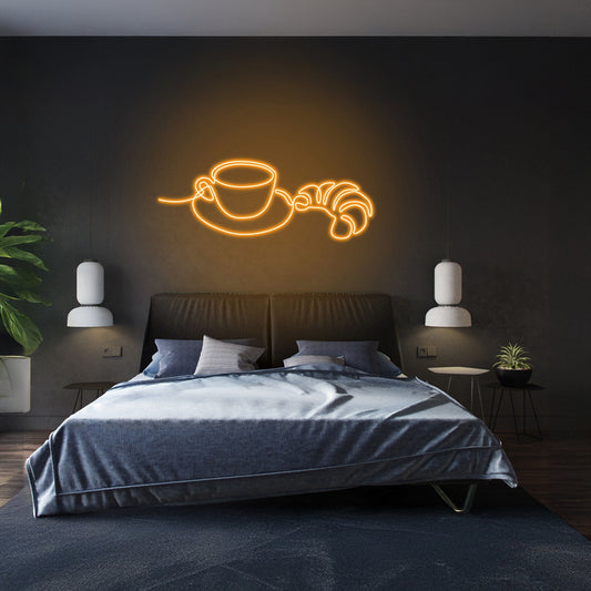 Croissant And Coffee Neon Sign