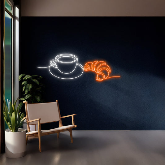 Croissant Coffee Neon Sign