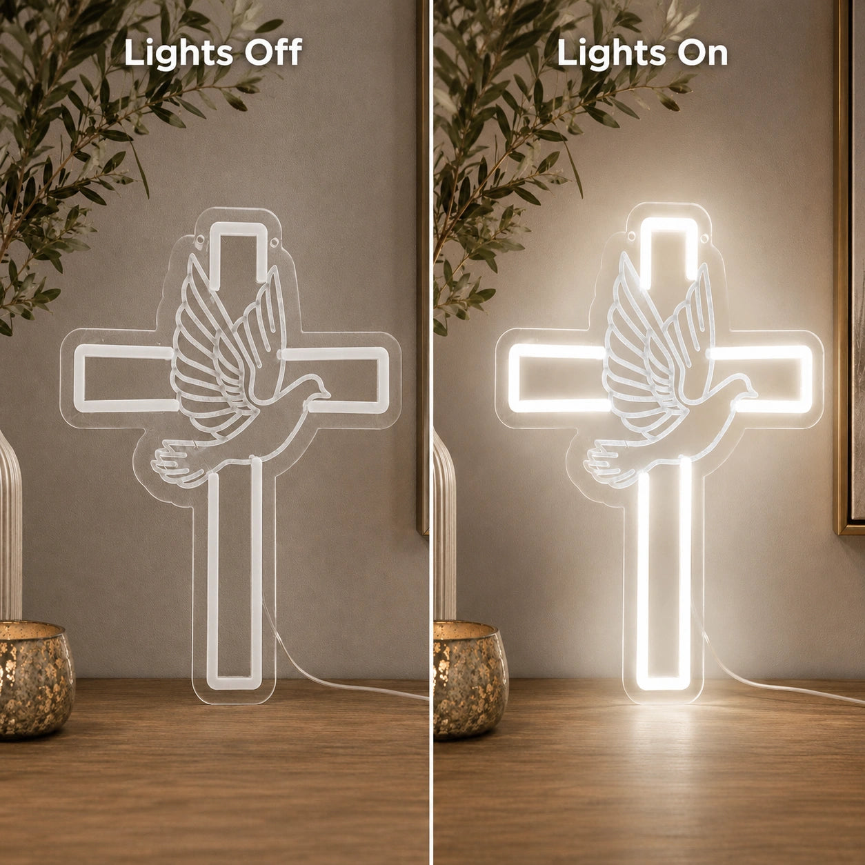 Cross And Dove LED Neon Sign main product image