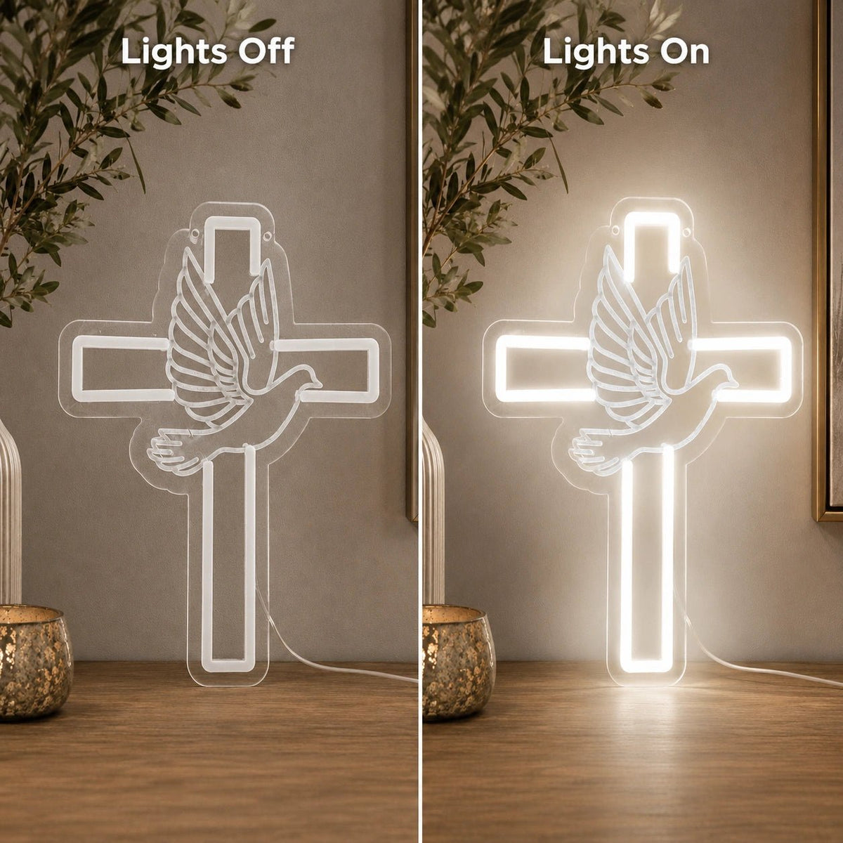 Cross And Dove LED Neon Sign - Shineneon