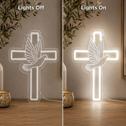 Cross And Dove LED Neon Sign - Shineneon