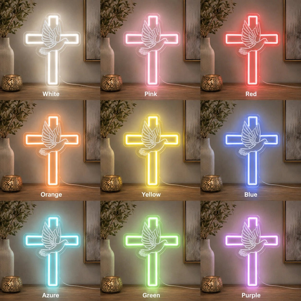 Cross And Dove LED Neon Sign - Shineneon