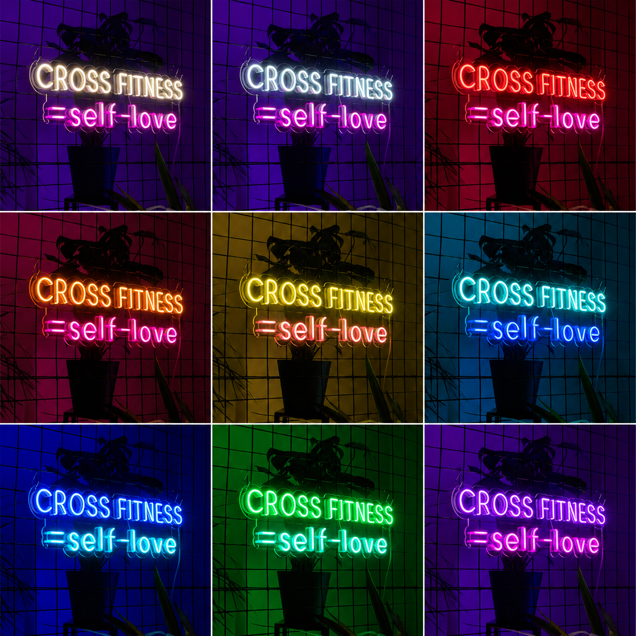 Cross Fitness Self Love LED Neon Sign - 05 Color Grid