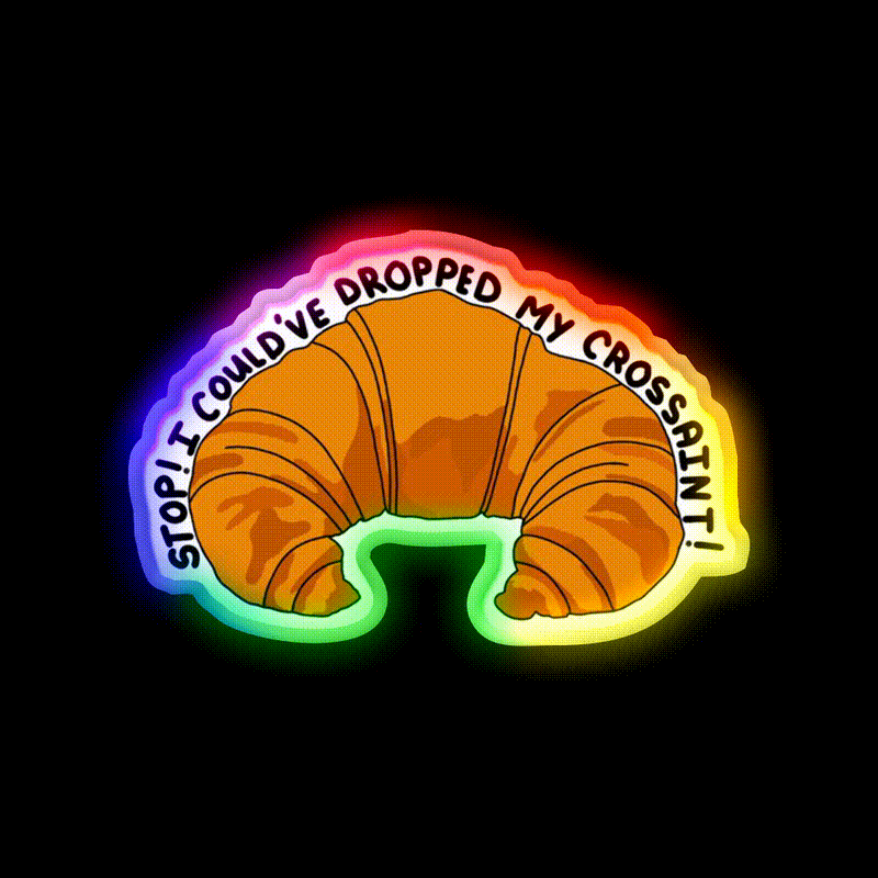 Crossaint Meme Snack Food Led Neon Sign Rgb Color