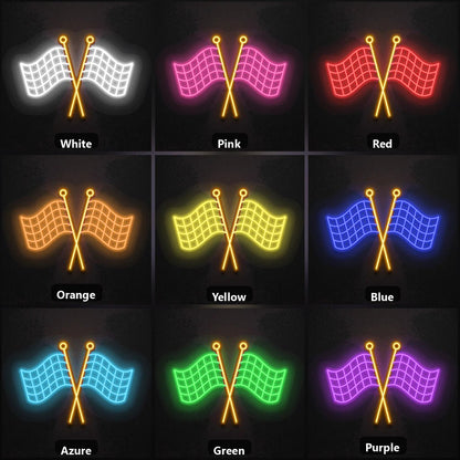 Crossed Finish Flags Vintage LED Neon Sign - Shineneon