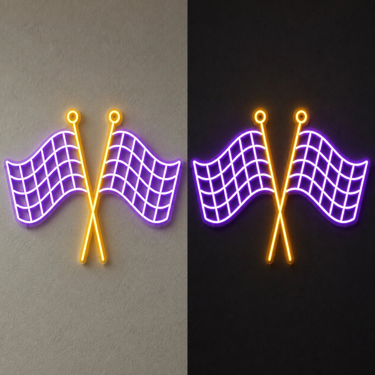 Crossed Finish Flags Vintage LED Neon Sign - Shineneon