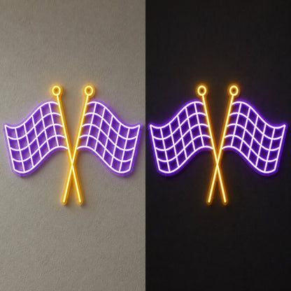 Crossed Finish Flags Vintage LED Neon Sign - Shineneon