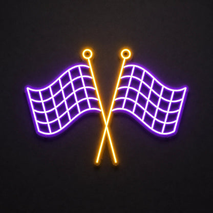 Crossed Finish Flags Vintage LED Neon Sign - Shineneon