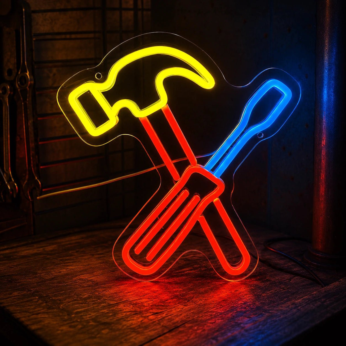 Crossed Hammer And Screwdriver LED Neon Sign - Shineneon