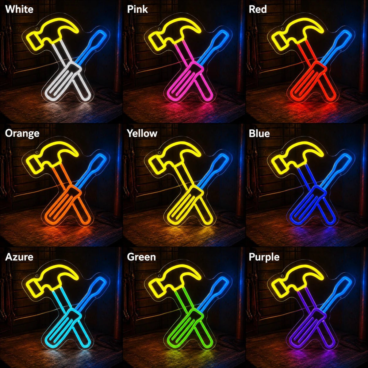 Crossed Hammer And Screwdriver LED Neon Sign - Shineneon