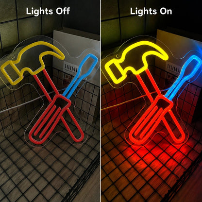 Crossed Hammer And Screwdriver LED Neon Sign - Shineneon