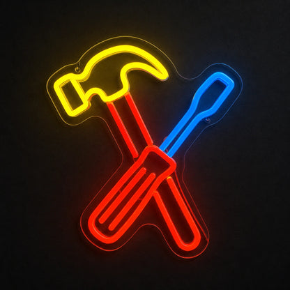 Crossed Hammer Screwdriver Vintage LED Neon Sign main product image