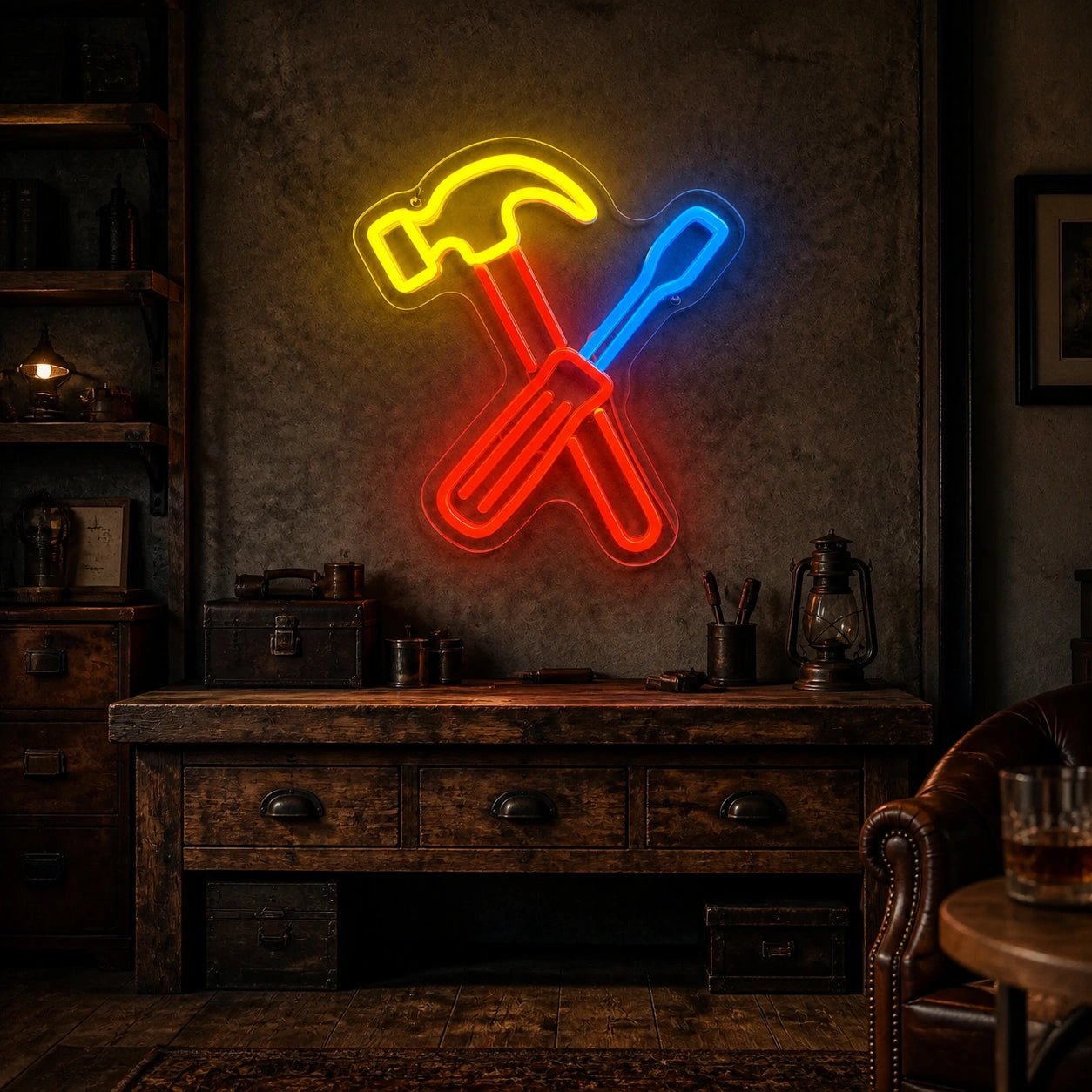Crossed Hammer Screwdriver Vintage LED Neon Sign - Shineneon