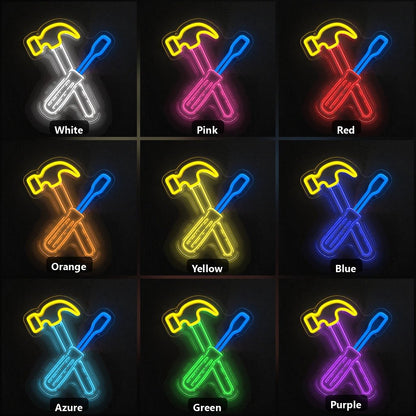 Crossed Hammer Screwdriver Vintage LED Neon Sign - Shineneon