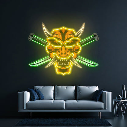 Crossed Knife Samurai Mask Led Neon Sign Light Custom Led Signs - Shineneon