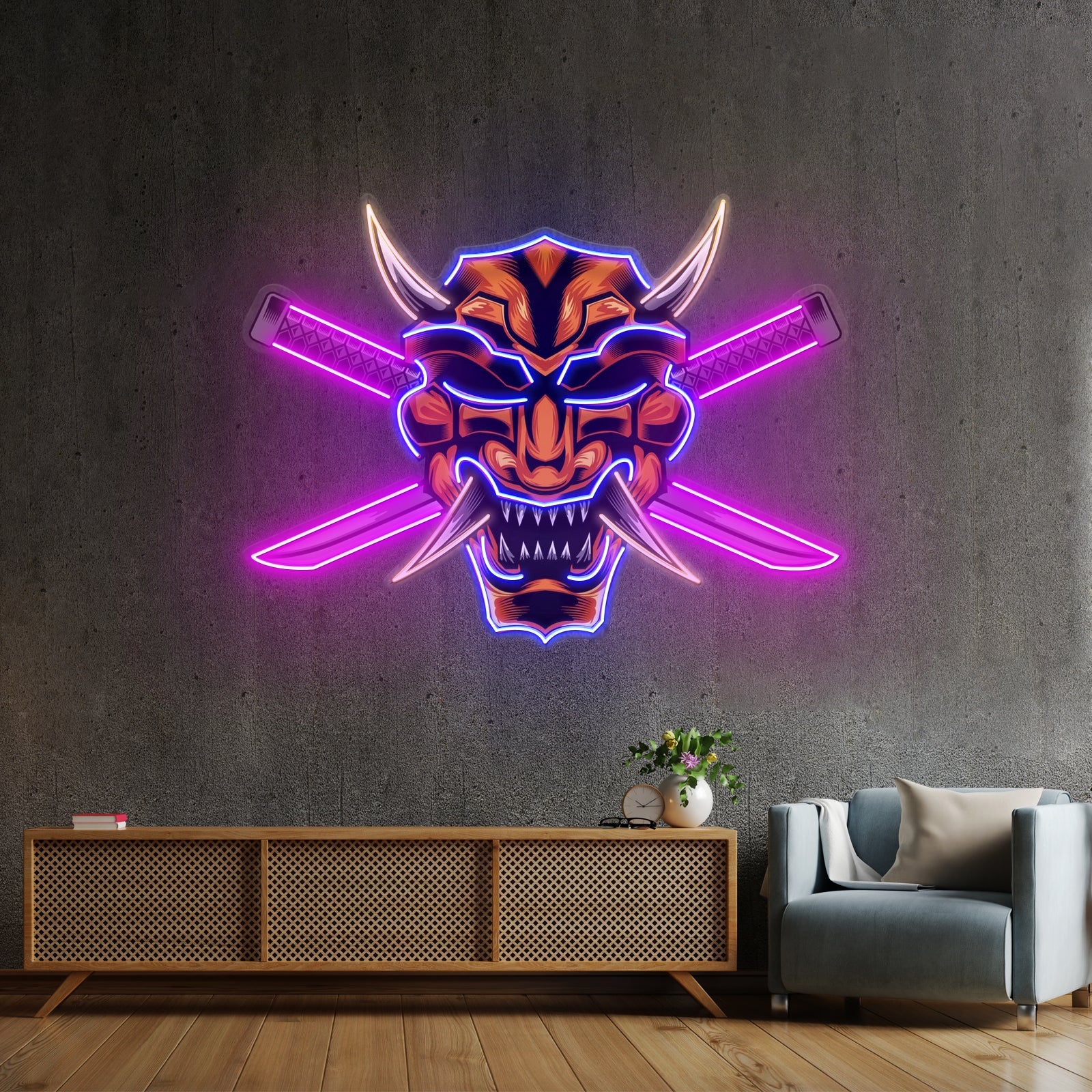 Crossed Knife Samurai Mask Led Neon Sign Light Custom Led Signs - Shineneon
