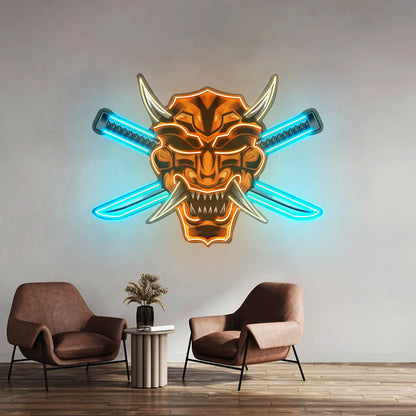 Crossed Knife Samurai Mask Led Neon Sign Light Custom Led Signs - Shineneon