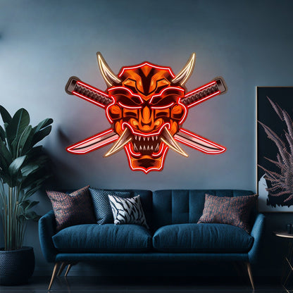 Crossed Knife Samurai Mask Led Neon Sign Light Custom Led Signs - Shineneon