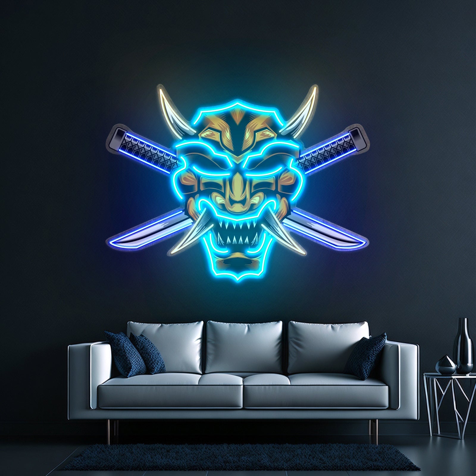 Crossed Knife Samurai Mask Led Neon Sign Light Custom Led Signs - Shineneon