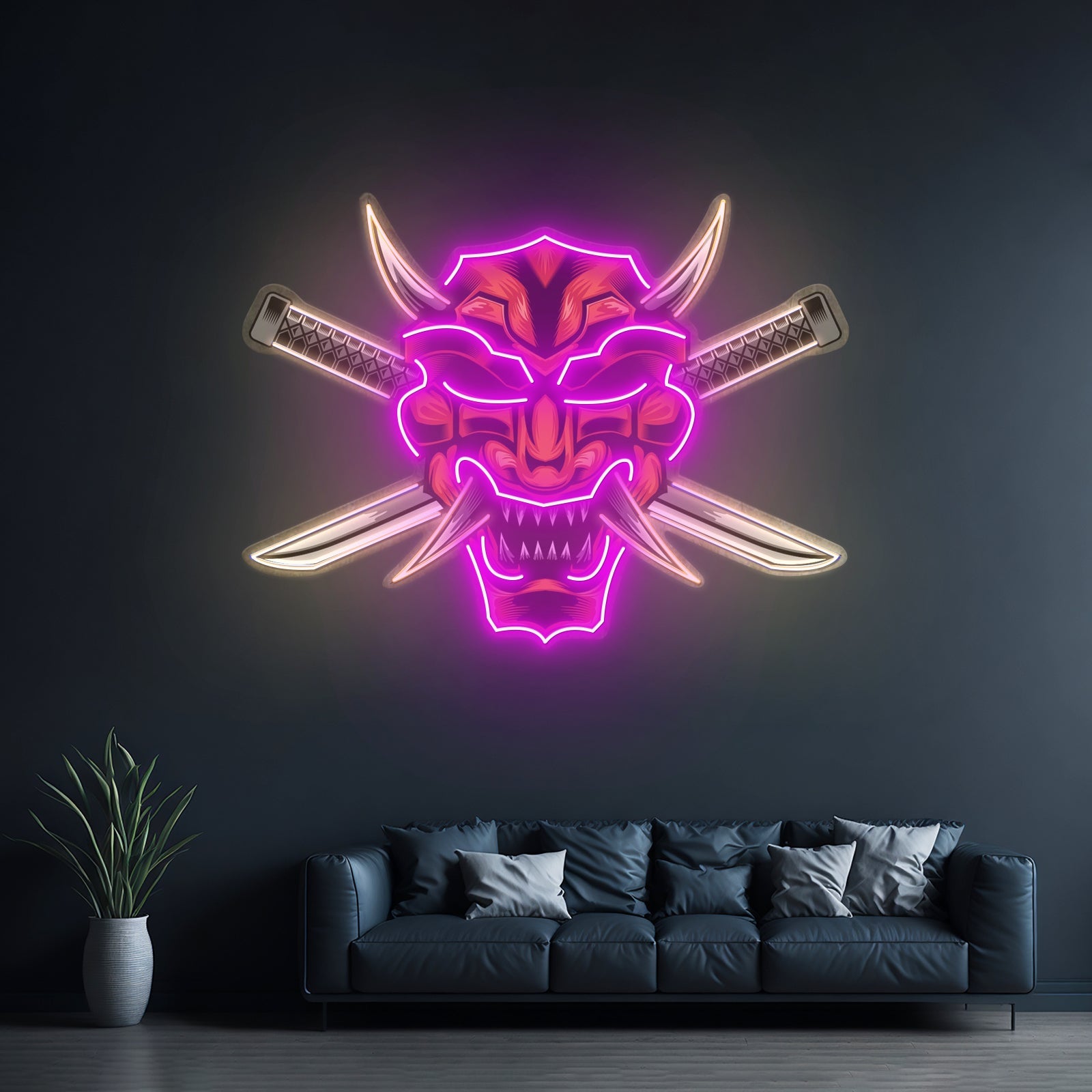 Crossed Knife Samurai Mask Led Neon Sign Light Custom Led Signs - Shineneon