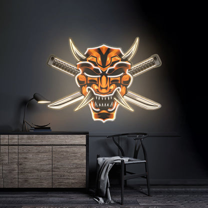 Crossed Knife Samurai Mask Led Neon Sign Light Custom Led Signs - Shineneon