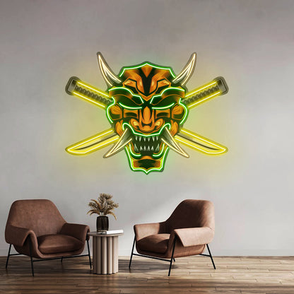 Crossed Knife Samurai Mask Led Neon Sign Light Custom Led Signs