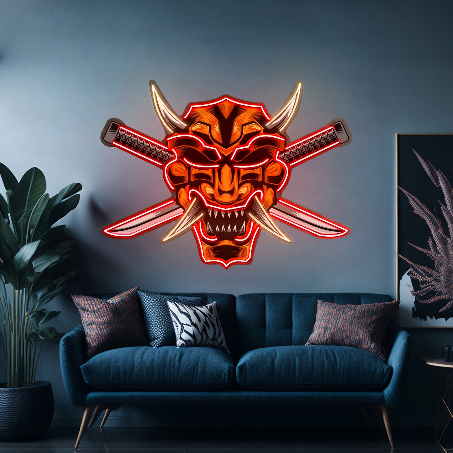 Crossed Knife Samurai Mask Led Neon Sign Light Custom Led Signs