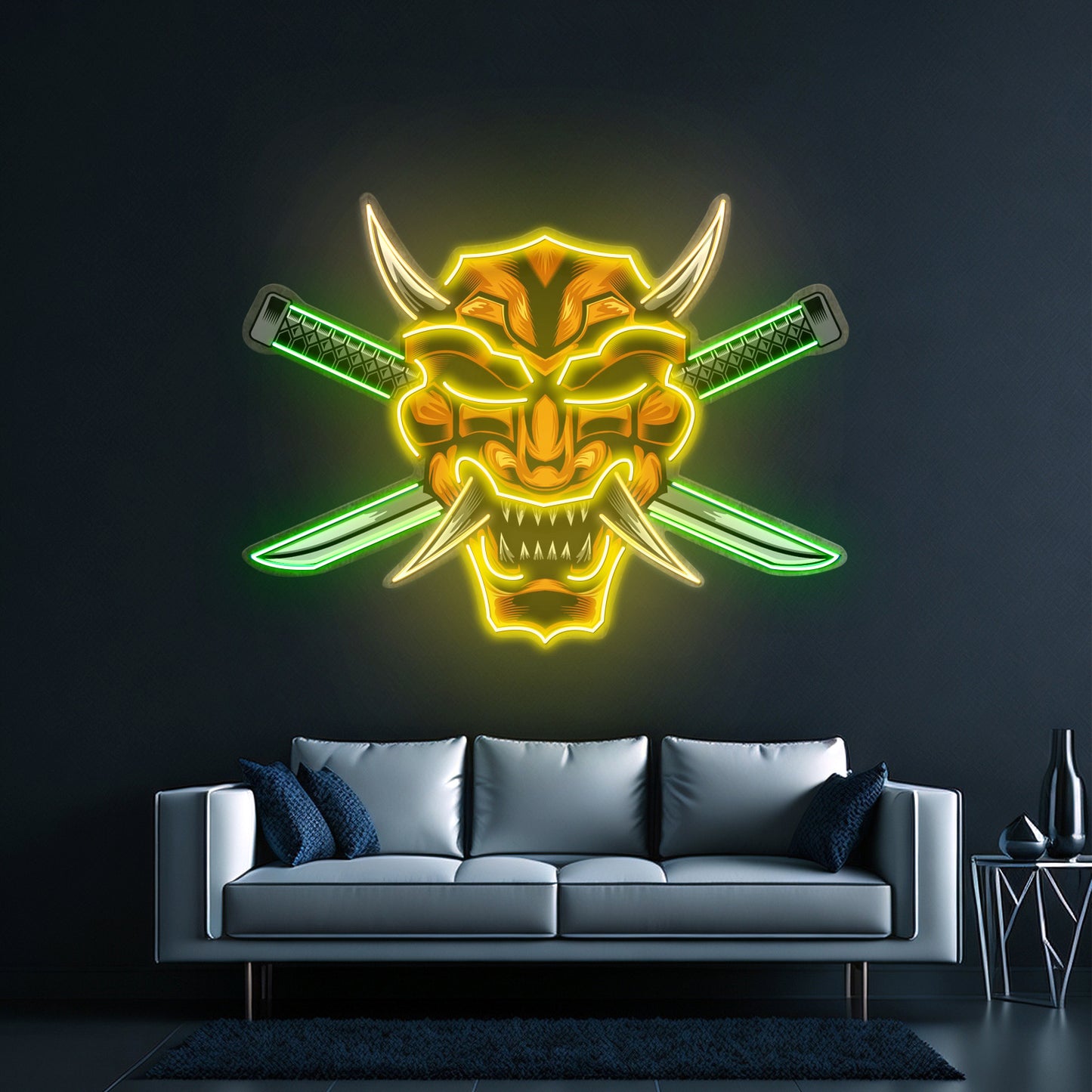 Crossed Knife Samurai Mask Led Neon Sign Light Custom Led Signs