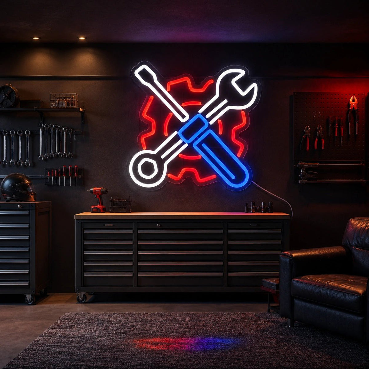 Crossed Mechanic Tools Gear LED Neon Sign - Shineneon