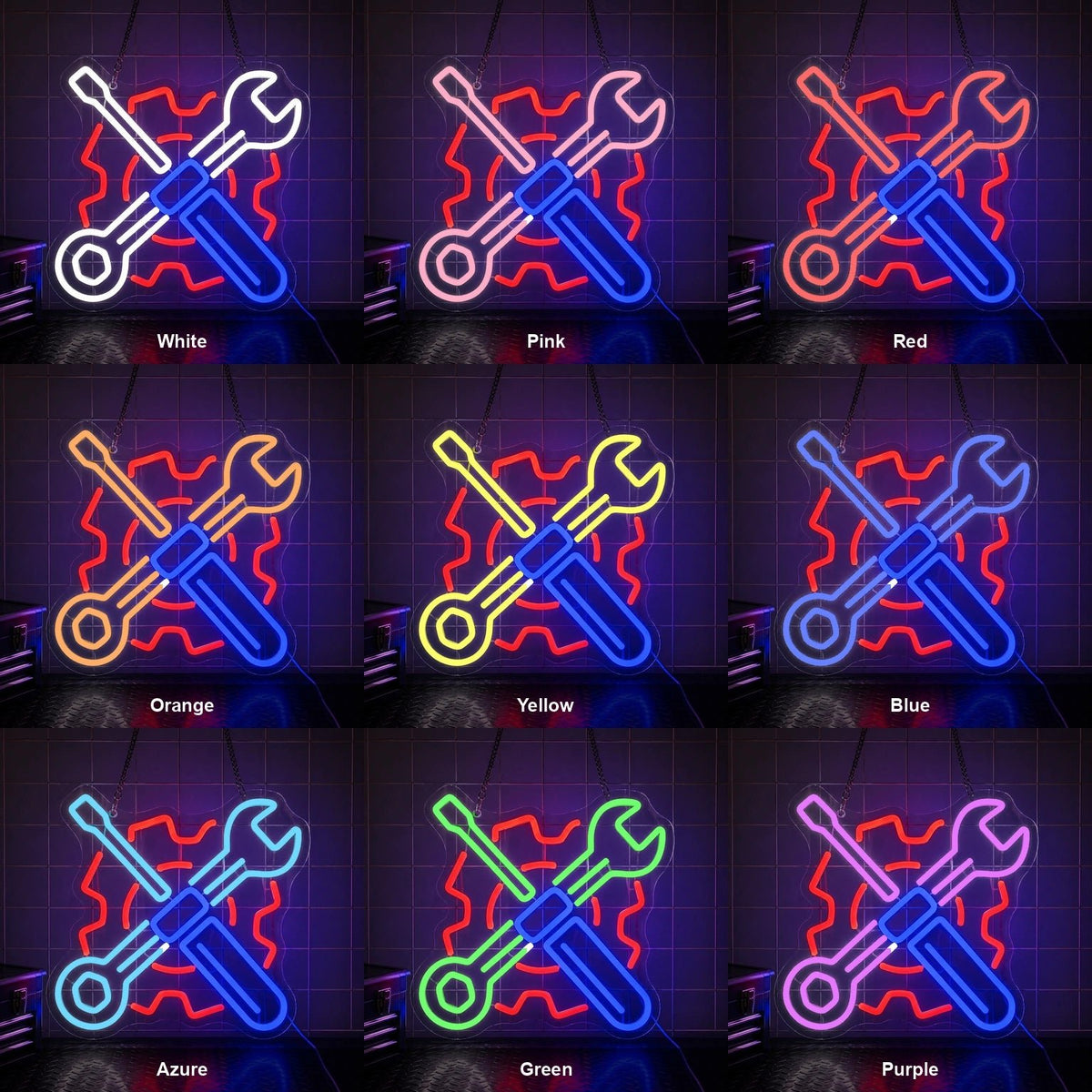 Crossed Mechanic Tools Gear LED Neon Sign Garage Neon Sign - Shineneon