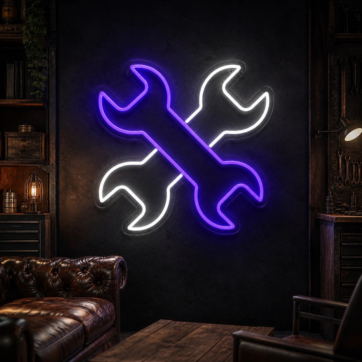 Crossed Mechanic Wrenches Vintage LED Neon Sign - Shineneon