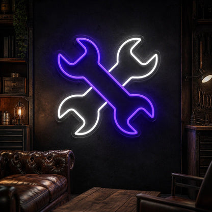 Crossed Mechanic Wrenches Vintage LED Neon Sign - Shineneon