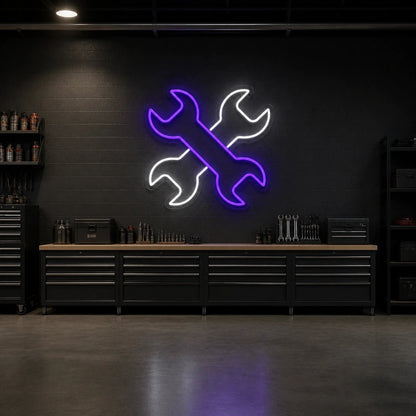 Crossed Mechanic Wrenches Vintage LED Neon Sign - Shineneon