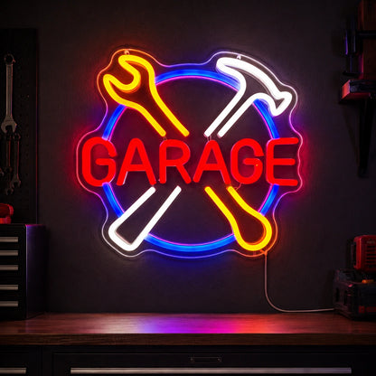 Crossed Tools Garage Neon Sign LED Neon Sign high-converting product image