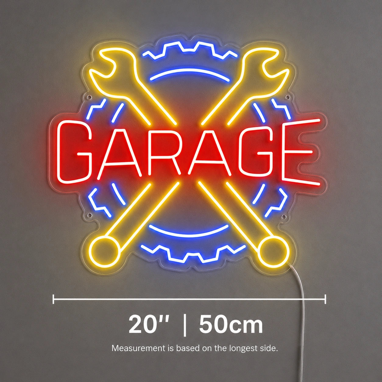 Crossed Tools Garage Neon Sign Wall Art LED Neon Sign size image